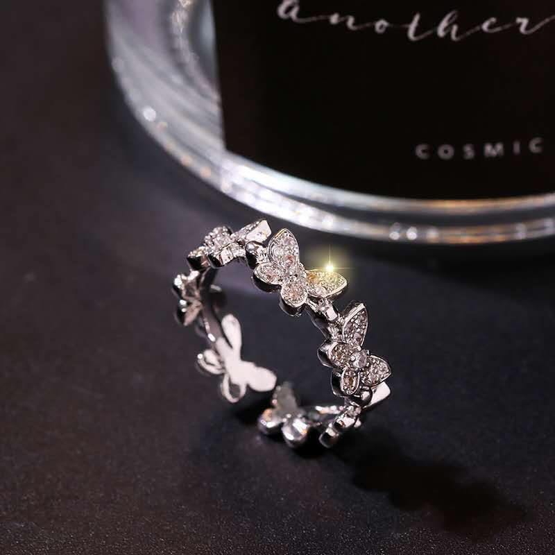 Korean version simple ins niche design butterfly ring nvsen personalized net red fashion adjustable ring