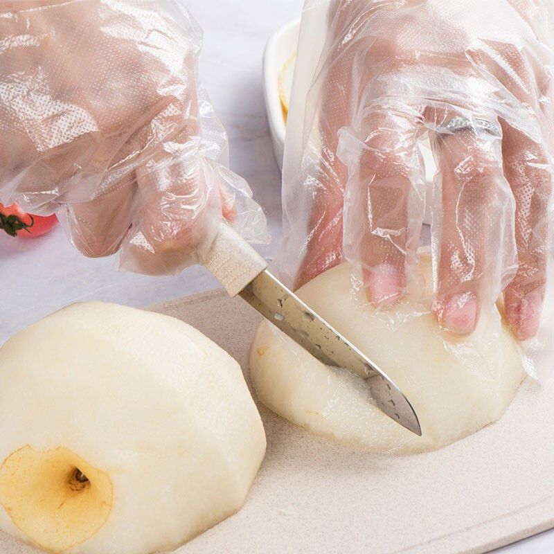 Disposable gloves plastic food grade PE thickened baking transparent catering kitchen household protection hair dyeing box