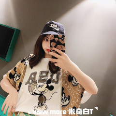 6535 tiktok cotton short sleeved T-shirt, female little red book, shaking voice, red USA, Mickey coat.