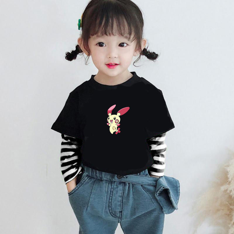 Girls' long sleeve T-shirt children's top new style spring and autumn foreign style boys' and girls' winter vacation two pieces of base coat fashion