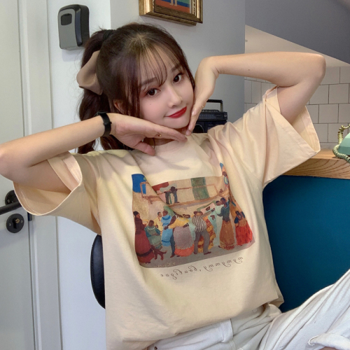 Real shot new Korean loose short sleeve T-shirt