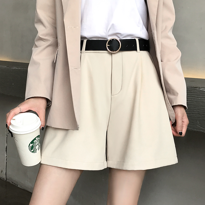 2021 Suit Shorts women's spring and summer thin high waist thin versatile loose straight casual wide leg drop pants