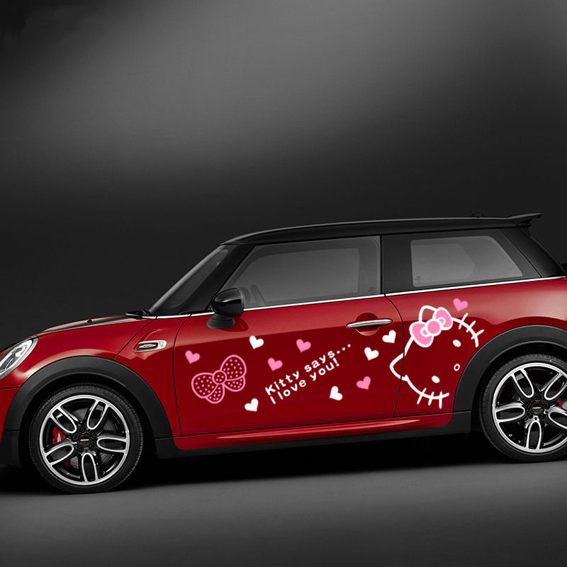 Hello Kitty Hello Kitty Kitty Hongguang miniev cartoon cute whole car flower Euler r body decoration sticker