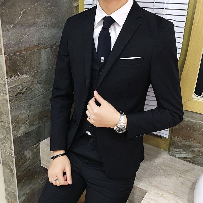 Suit men's three piece bridegroom's wedding dress best man's small suit slim autumn and winter business dress