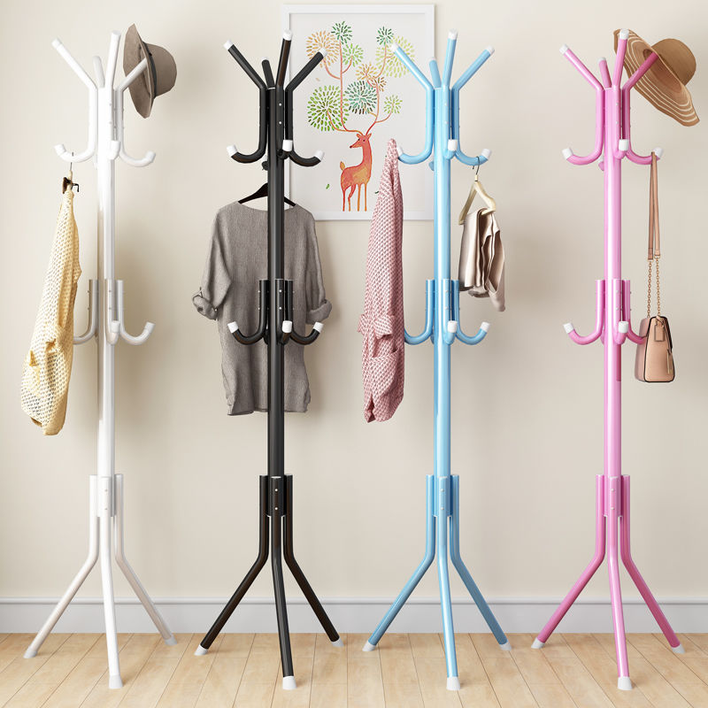 Simple floor clothes rack iron clothes rack bedroom vertical clothes rack hall bag rack