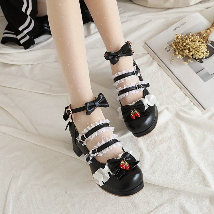 Japanese original genuine Lolita cross with Lolita cute bow JK high heel fairy Lo shoes tea party shoes