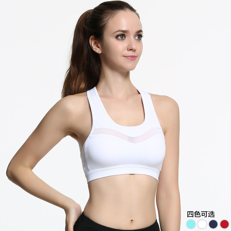 Sports bra women's high strength shockproof back gathered sports bra front zipper underwear