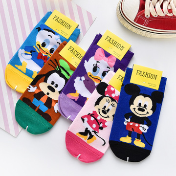 Korea ins cute Mickey Mouse socks socks socks shallow mouth cotton thin student medium tube creative socks children