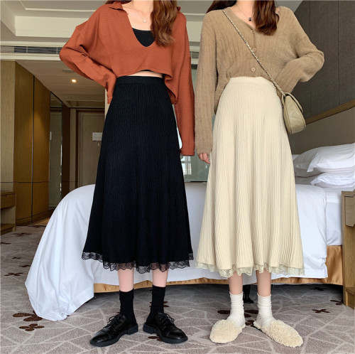 Women's autumn and winter high waist slim lace skirt