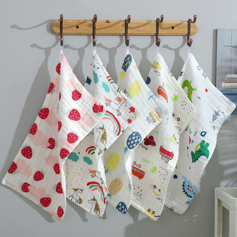 Cotton children's gauze towel newborn high density six layer gauze seersucker face towel saliva towel square towel