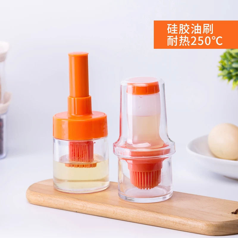 Japanese oil brush kitchen pancake household baking silicone oil brush with bottle high temperature resistant oil pot integrated barbecue brush