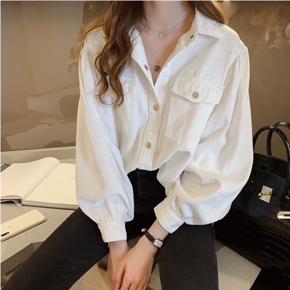 Jacket Women's fashion autumn winter 2020 new Korean women's loose student fashion solid color versatile Long Sleeve Shirt