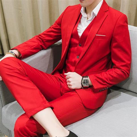 Bridegroom suit men's three piece best man dress wedding dress men's suit slim Korean business dress