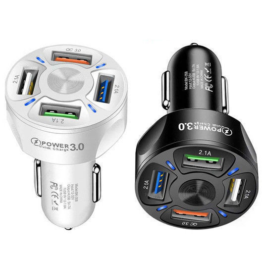 Car charger fast charging 4USB one pull four cigarette lighter conversion plug multi function car charger head 12-24 V universal
