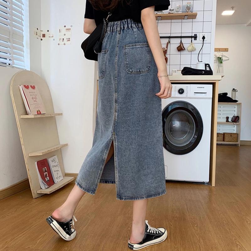 High waisted A-line skirt women's summer mid length 2020 new Yaya style split denim skirt women's hip skirt