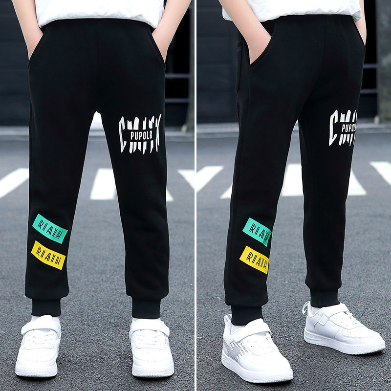Boys' winter plus Velvet Pants children's autumn middle school children's winter sports pants boys' autumn winter casual pants