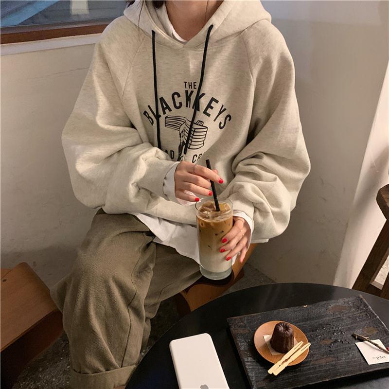 Autumn 2019 Korean new loose top autumn winter hooded Plush long sleeve BF languid style sweater