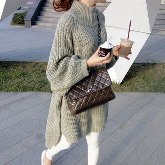 South Korea's Dongdaemun New Medium and Long Loose Slacky Knitted Sweaters and Dresses