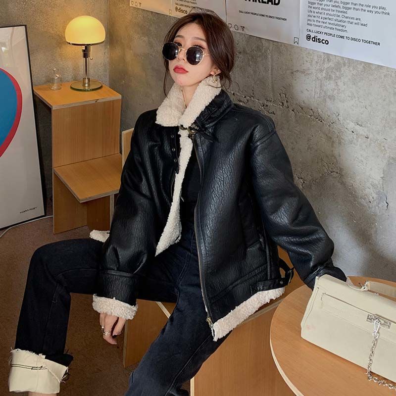 Fur one coat women's new autumn winter Lamb Fur grass short fur coat women's Korean loose motorcycle