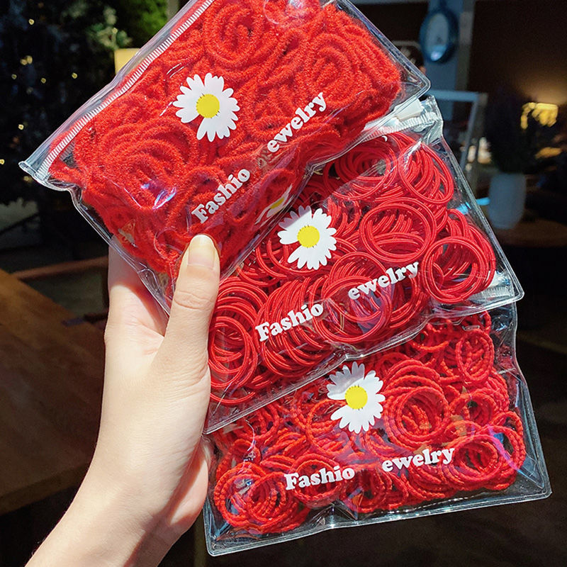 New year's red Headband New Year's festive red rubber band children's hair tied