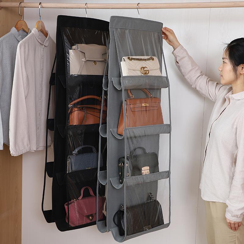 Bag storage hanging bag hanging door fabric dustproof household wardrobe storage rack dormitory artifact clothing kitchen storage bag