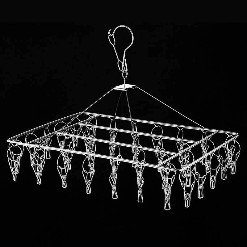 Thickened clothes rack stainless steel clothes rack clip drying socks children's clothes rack multi-function windproof drying artifact