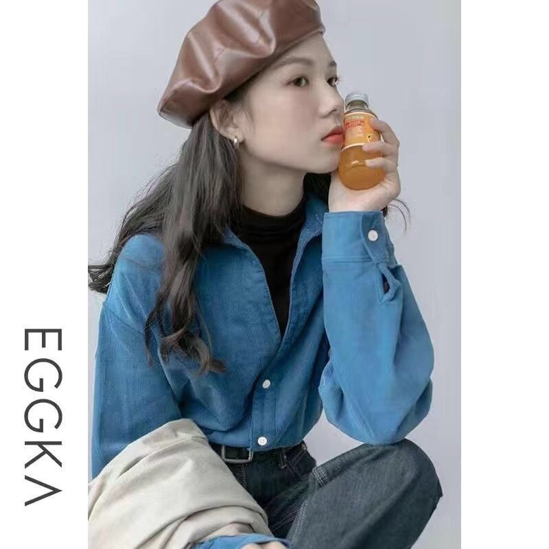 2021 new fake two piece Plaid Shirt women's long sleeve versatile base shirt student autumn and winter harbor style design top