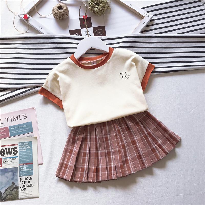 Girls' net red suit children's summer dress baby's foreign style 2020 summer fashionable children's short sleeve pleated skirt fashion