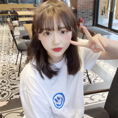 Korean retro college chic smiling face print loose T-Shirt Top spring and summer girls