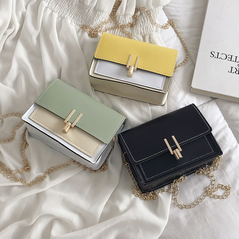 French niche bag foreign style women's Bag New Korean versatile messenger bag summer texture contrast small square bag