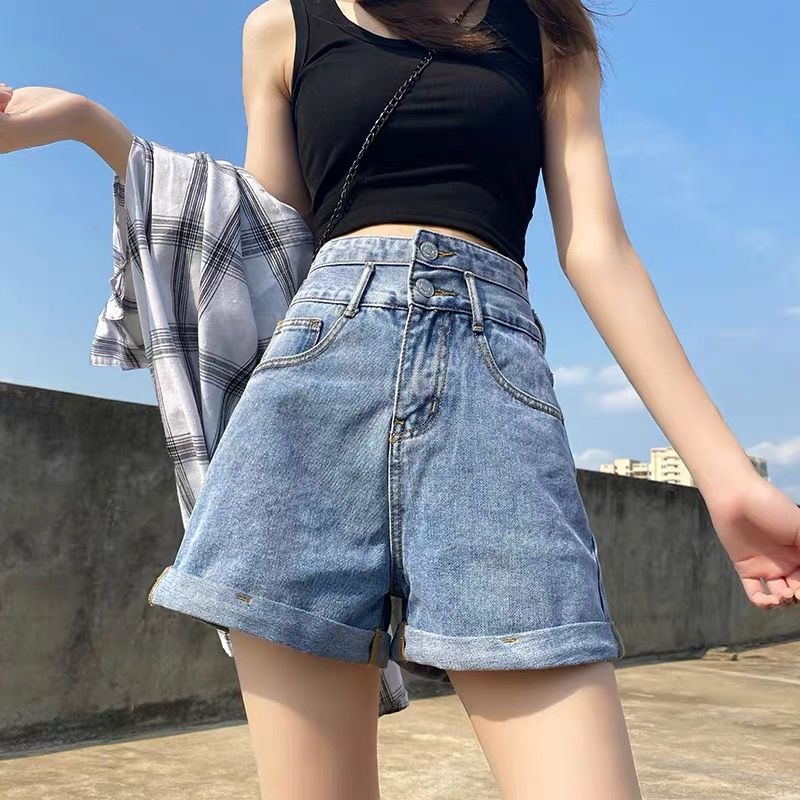 Black Denim Shorts women's summer high waist thin 2020 new fashionable slim net red A-line hot pants