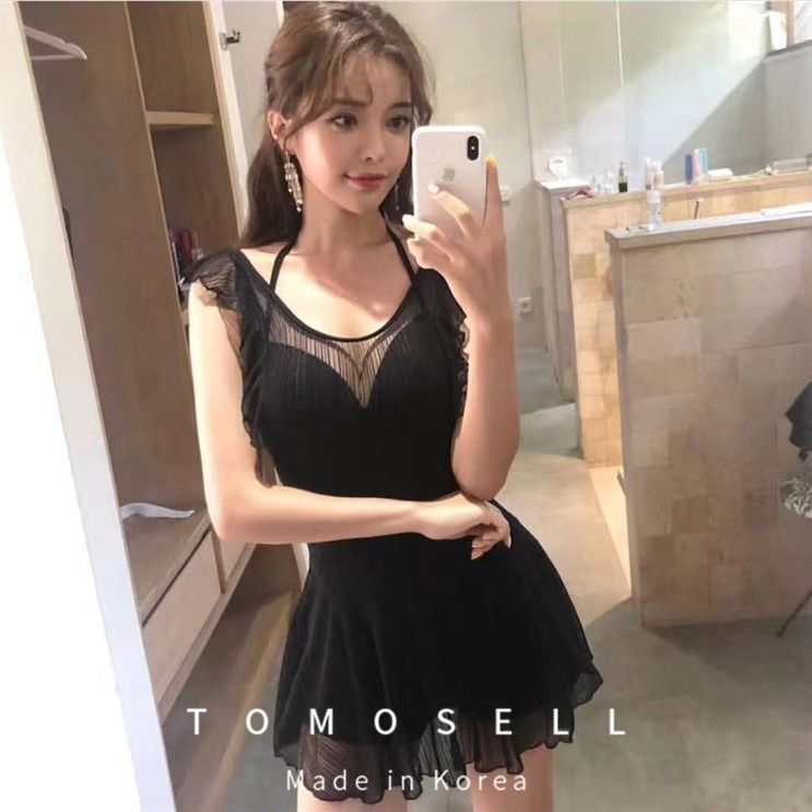 South Korea East Gate one-piece swimsuit goddess thin cover belly small chest steel support gather flat angle conservative hot spring swimsuit
