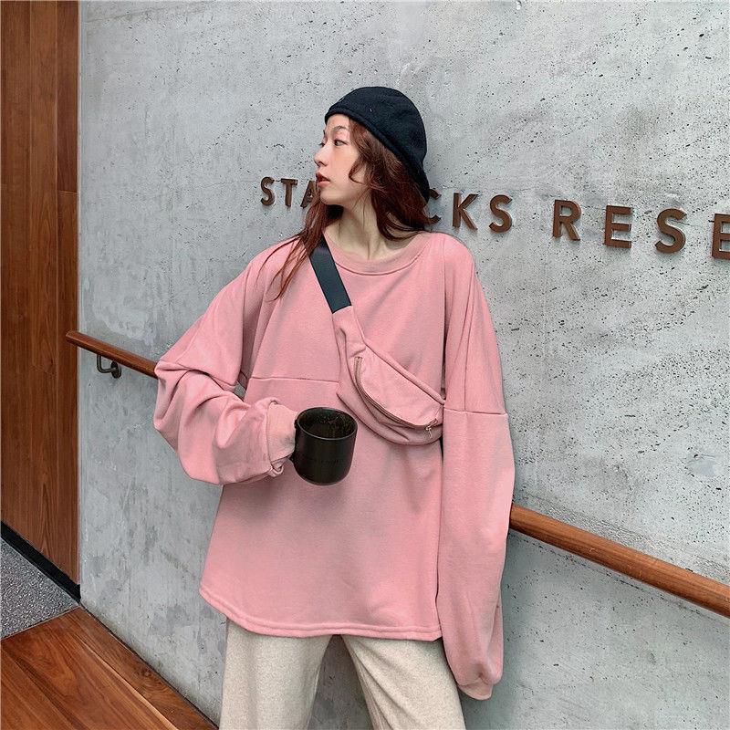 Early autumn new long sleeve sweater women's thin Korean student solid color trendy loose and slim, versatile BF Hong Kong style top