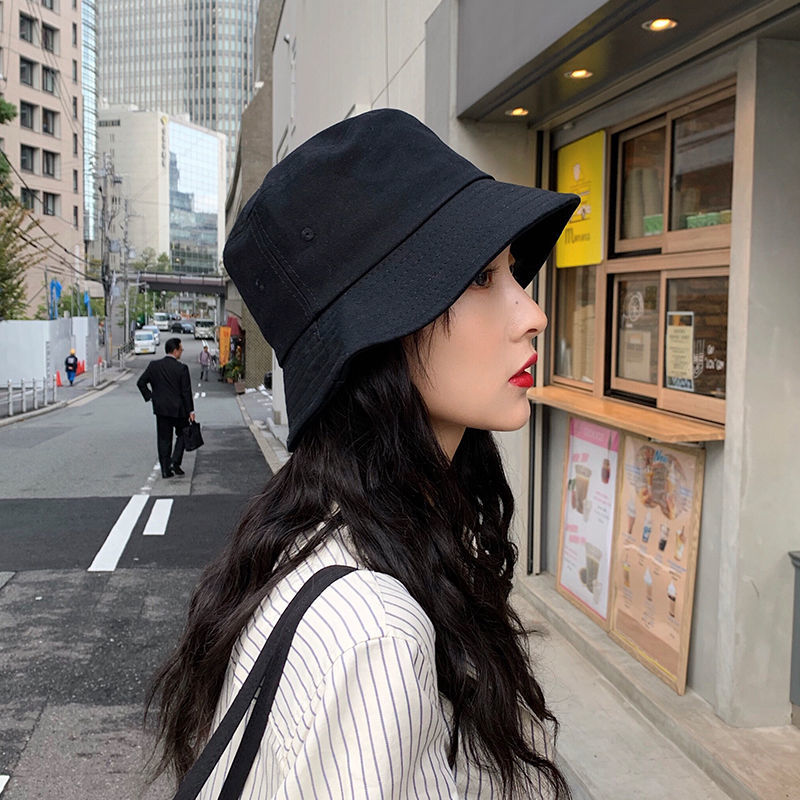 Women's sunscreen fisherman's hat Korean fashion versatile cover the face Japanese Sun Summer thin sunshade men's pure color basin hat