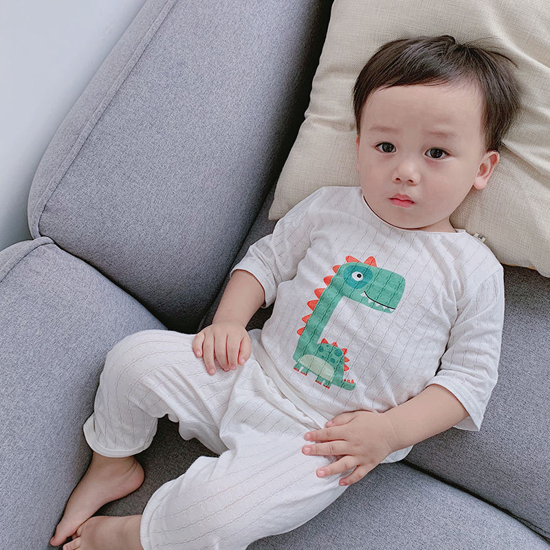 Baby's air conditioning suit new boys' and girls' summer clothes children's handsome fashionable clothes children's home clothes pajamas
