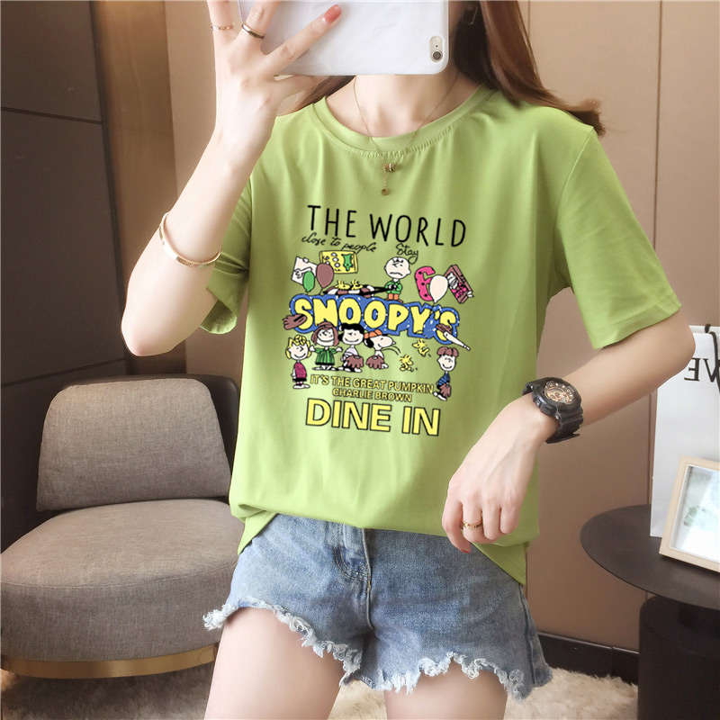 15 color new Korean summer print design minority short sleeve T-shirt women's fashionable age reducing top