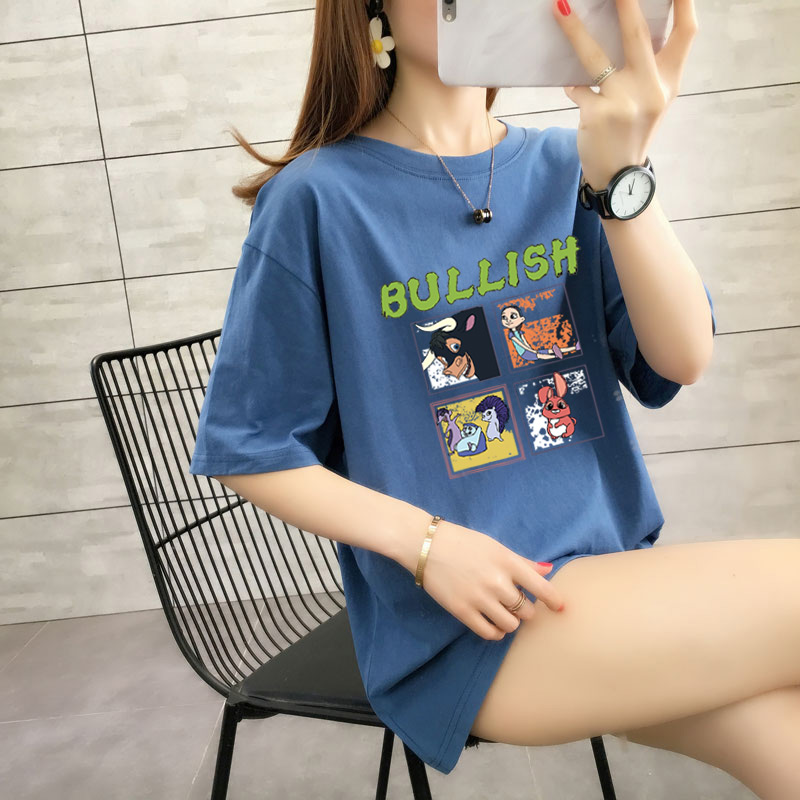 Cotton T Summer Short Sleeve T-Shirt women's loose oversize medium length summer new versatile top fashion