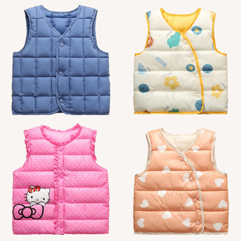 Children's cotton vest boy thickened autumn winter baby down cotton vest Girl 2 wear 6 warm 4 children 5 years old