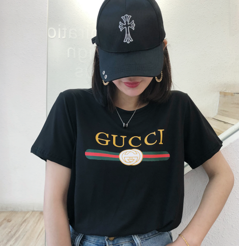 Actual Short Sleeve T-shirt Girls Student Lovers Dress Slender Letter Printed Topcoat with Loose Base