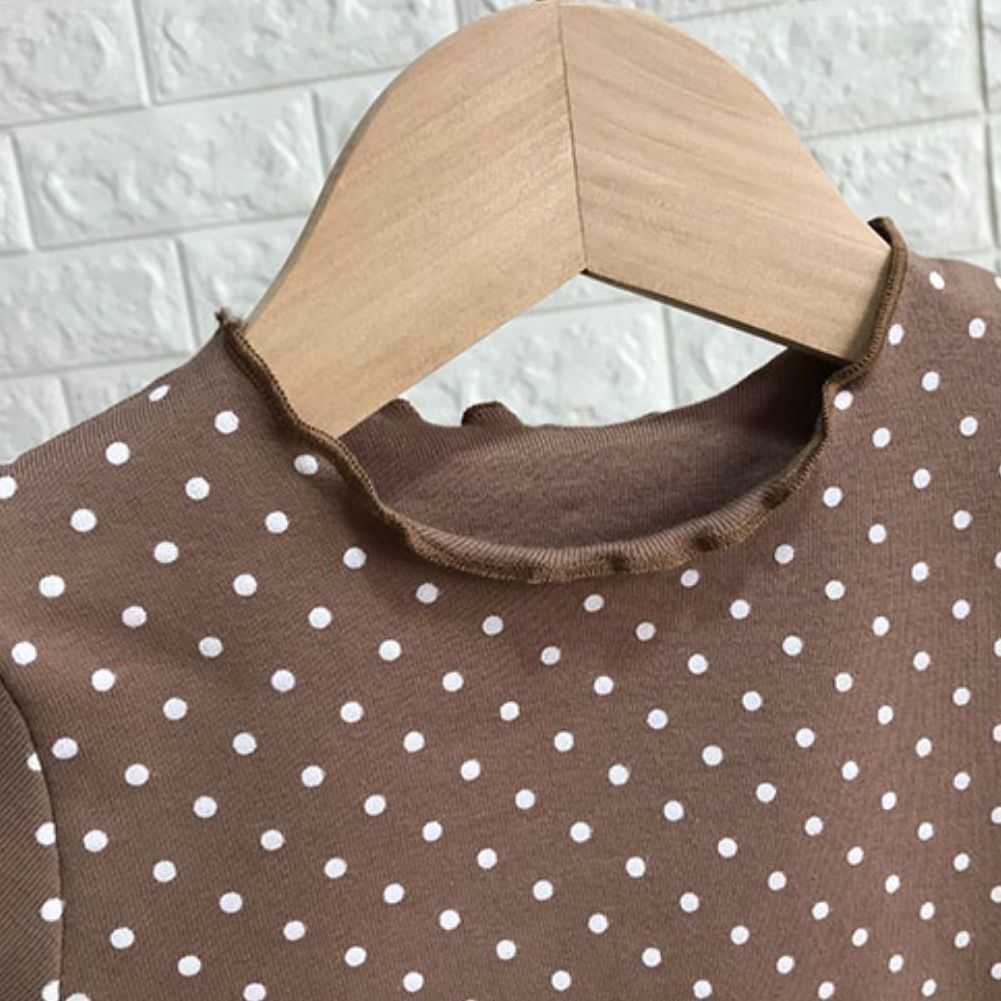 Girls' spring and autumn base coat foreign style pure cotton baby base coat baby wave dot long sleeve T-shirt children's top pure cotton