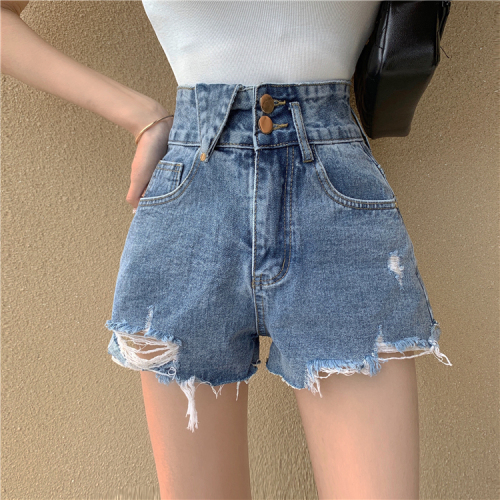 Real price high waist personalized Jeans Shorts fashion wear show thin wide leg pants women's trend