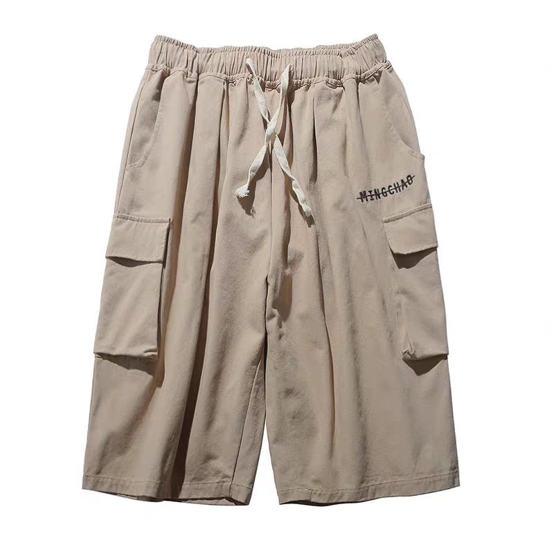 100% cotton Summer Shorts for male students Korean fashion loose Japanese versatile work clothes casual Capri pants for male students