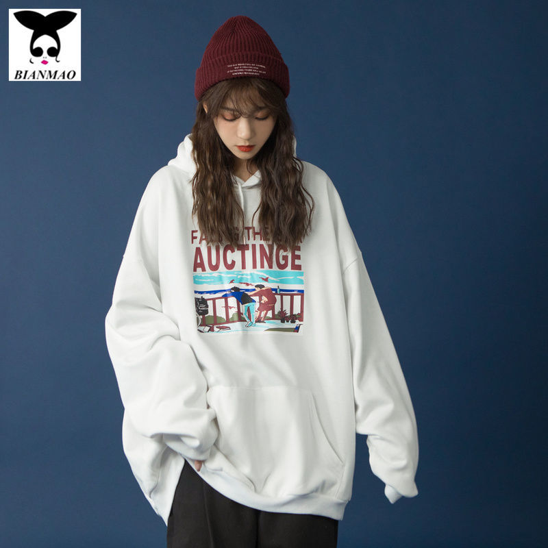 Plush / thin cotton Hong Kong Style Long Sleeve velvet sweater women's wear spring and autumn winter student's loose BF top fashion