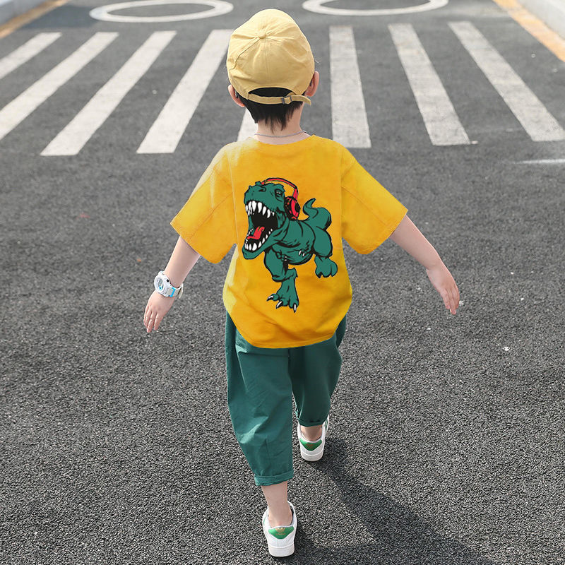 Children's wear boys' suit summer wear new fashion Zhongda children's Korean version handsome leisure short sleeve two piece set
