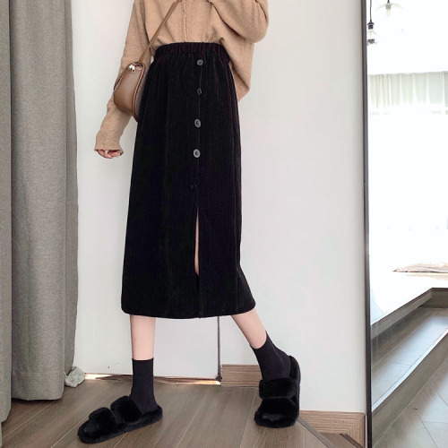 Real price Korean corduroy high waist and slim hip skirt
