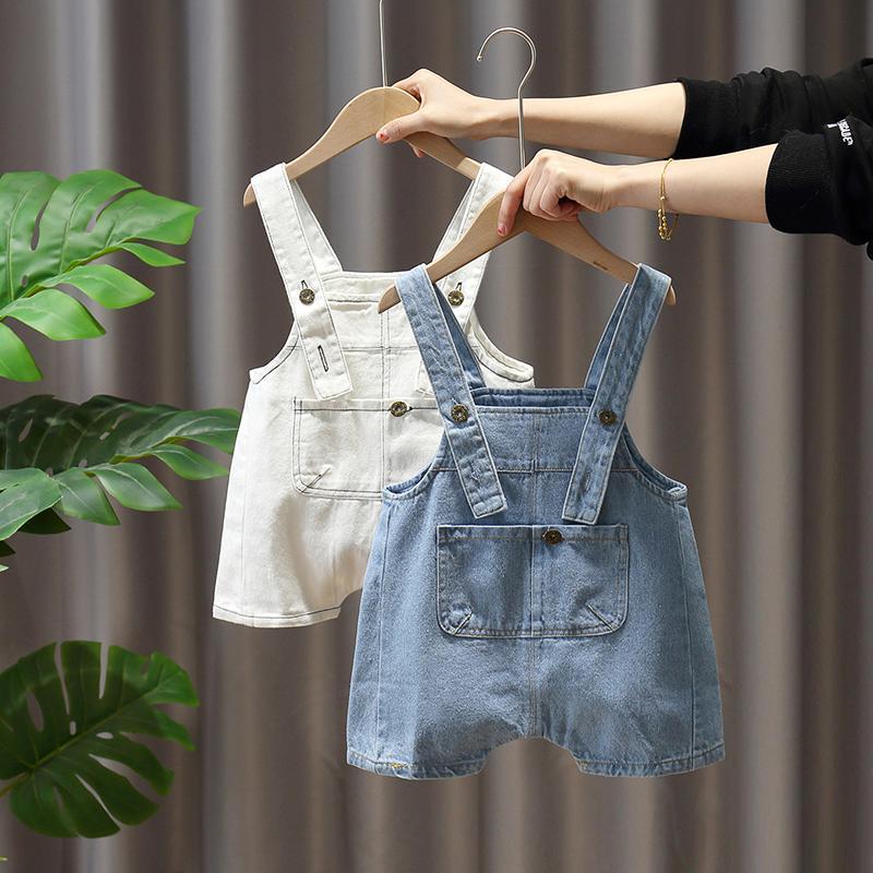 Boys and girls baby denim backpack Shorts Kids 2020 new summer baby Korean style children's suspenders fashion