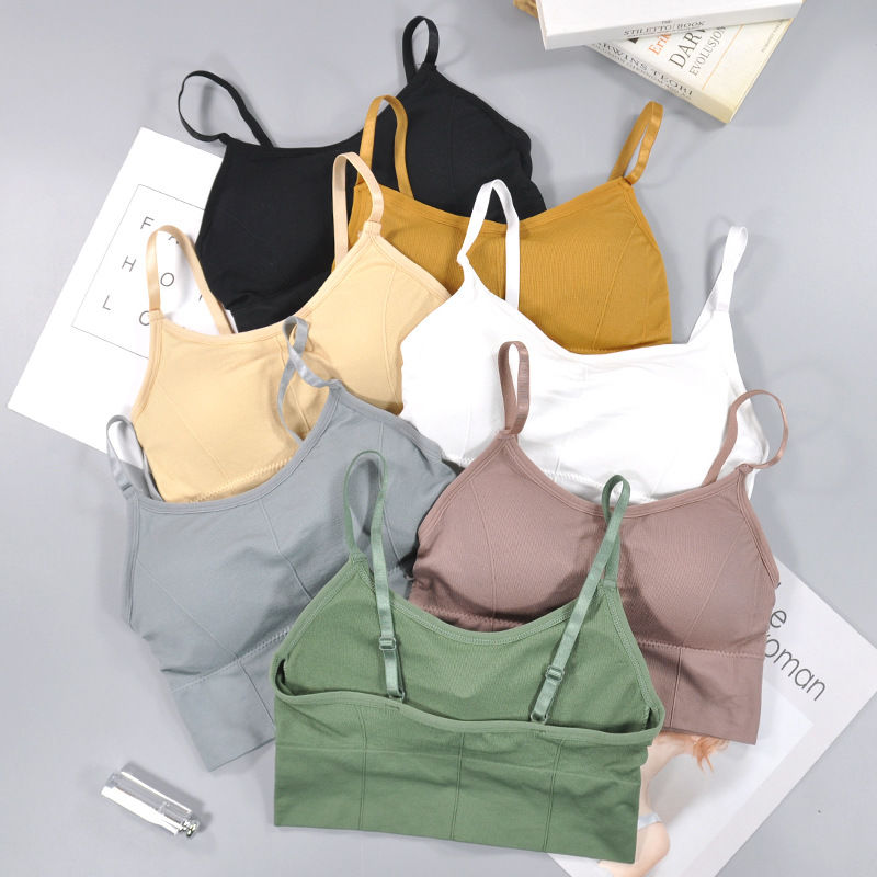 Girls seamless bra with bra cushion vest wrapped around the chest Korean underwear back sports Yoga sling women's Bra