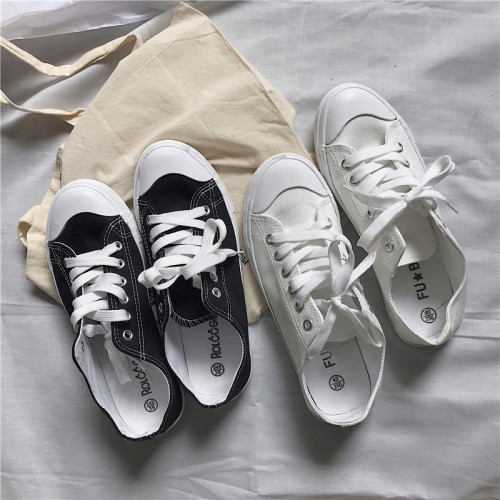 Real-price small white shoes South Korean summer new style small clean 100 flat-soled canvas shoes woman