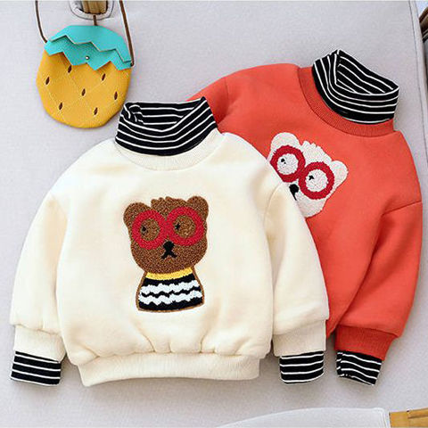 Female baby winter Korean high collar sweater 1-4 years old baby children boy Pullover coat 3 girls Plush clothes