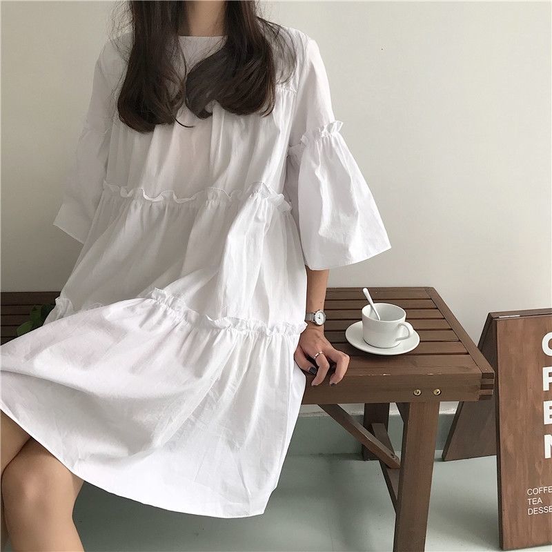 Skirt women spring and summer 2020 new Korean version of student loose dress women's long lazy doll skirt summer dress